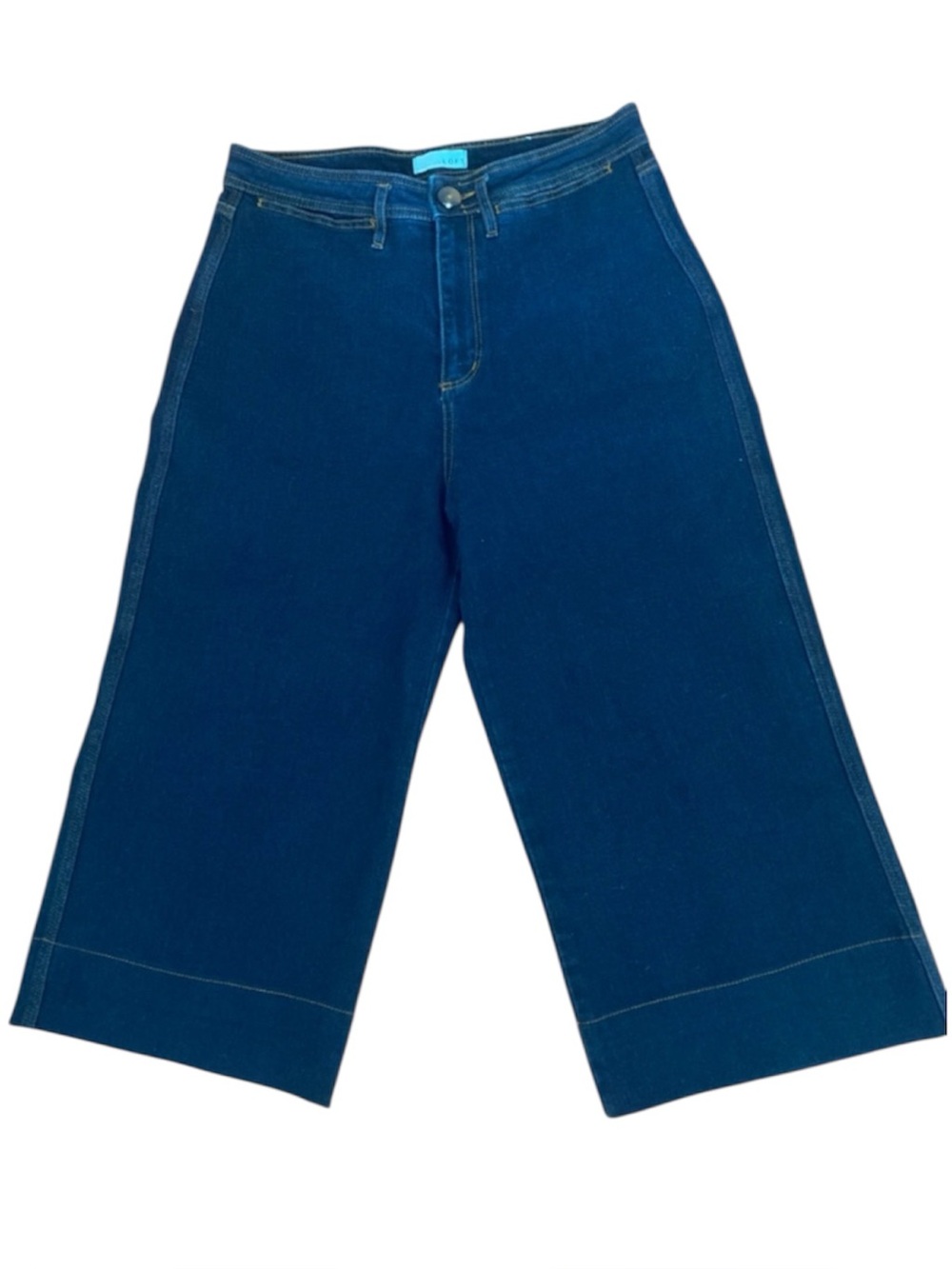 LOFT Curvy High Rise Wide Leg Crop Jeans Size 6 Dark Wash Culottes